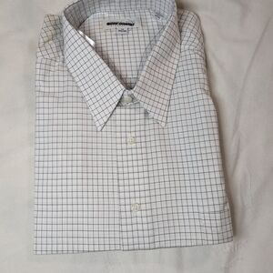 Long Sleeve Men's White and Black Checkered Shirt